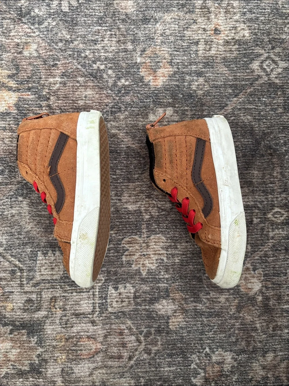 Vans Kids Brown Suede High-Top Sneakers with Red Laces